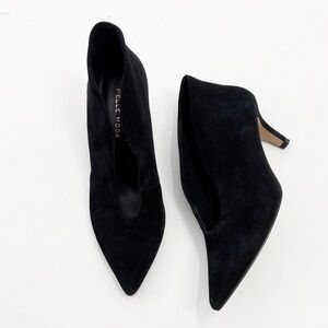 Pelle Moda Helena Black Suede Pointed Toe Collared Pumps size 6